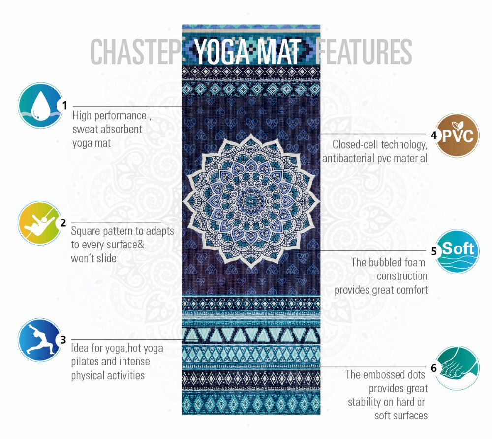 CHASTEP Non-Slip Mandala Yoga Mat w/ Mesh bag