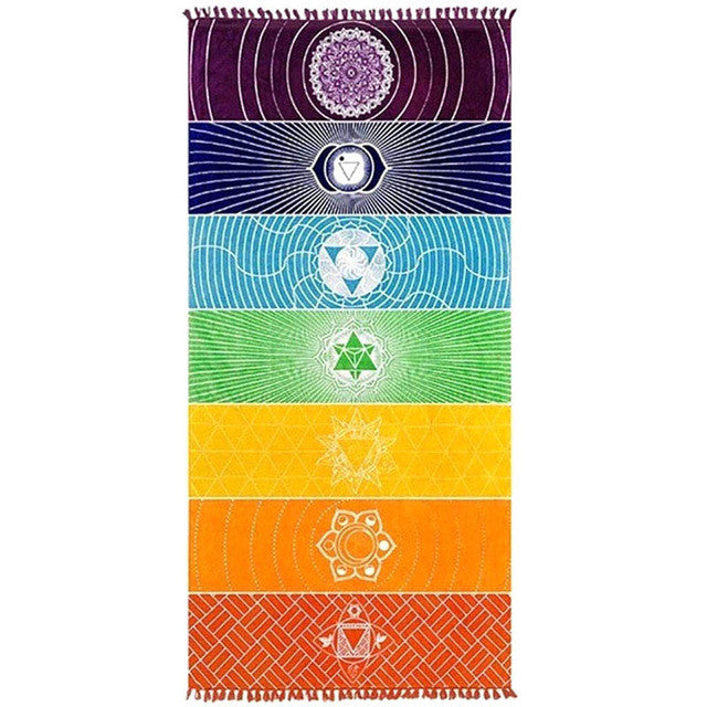 Cotton Chakra Blanket Rainbow Tapestry Towel/Yoga Mat